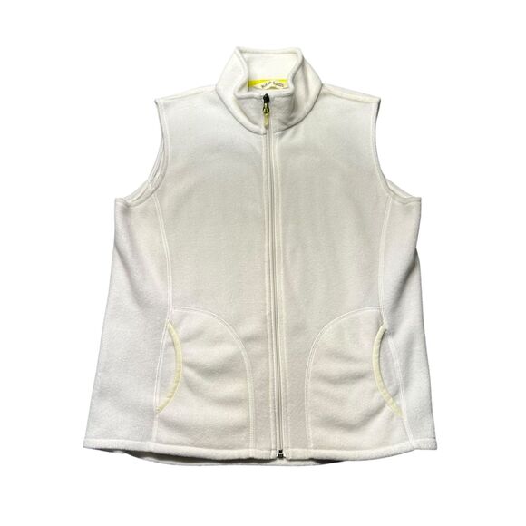 Woolrich Fleece Full Zip Vest Sleeveless Pockets Women’s M White Polyester Warm - Picture 1 of 8